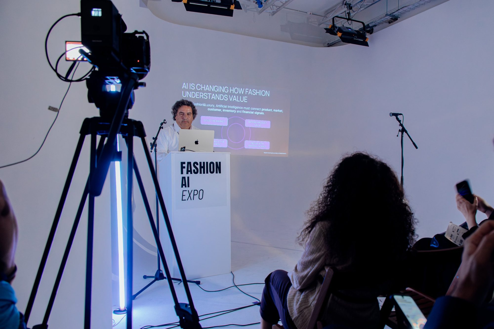 Luca Tonello presenting "AI is changing how fashion understands value" at Fashion AI Expo Paris